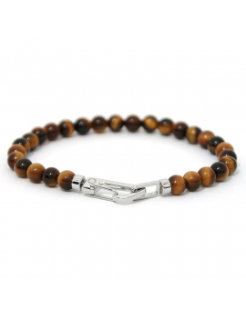 Bracelet( S ) en perles d’œil-de-tigre avec fermoir mousqueton en acier inoxydable