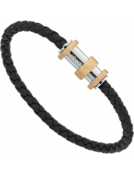 Bracelet (M) acier cuir tréssé 1858 géosphère