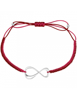 Bracelet infiniet argent 925 cordon rouge/rose