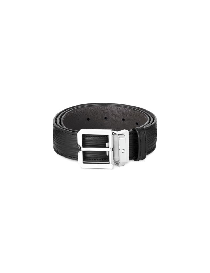 Ceinture en cuir noir 35 mm