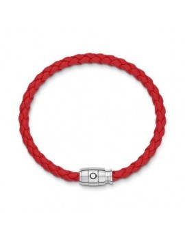 Bracelet Acier 3 anneaux fermant et Cuir Rouge