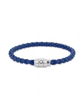 Bracelet Acier 3 anneaux fermant et Cuir Bleu