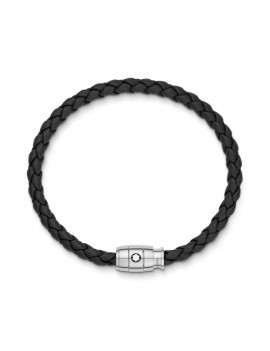 Bracelet Acier 3 anneaux fermant et Cuir Noir