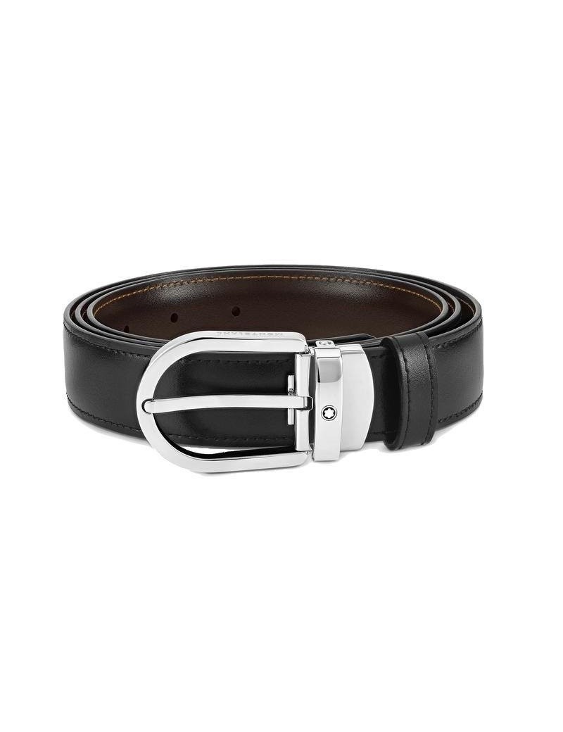 Ceinture en cuir réversible noir/marron 30 mm boucle fer à cheval