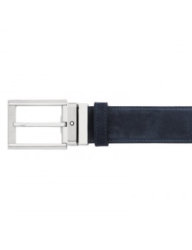 Ceinture réversible à boucle ardillon rectangulaire en acier inoxydable poli et mat noir et bleu