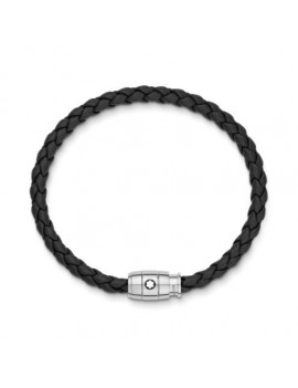 Bracelet Acier 3 anneaux fermant et Cuir Noir