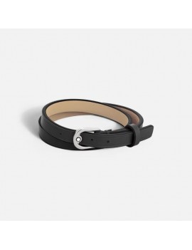 Bracelet cuir noir avec boucle fer à cheval, taille réglable