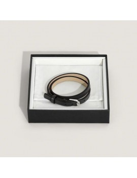 Bracelet cuir noir avec boucle fer à cheval, taille réglable