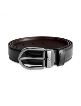 Ceinture réversible en cuir noir/marron 30 mm avec boucle fer à cheval