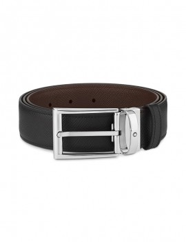 Ceinture réversible en cuir saffiano noir/marron 35 mm