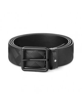 Ceinture en cuir réversible noir imprimé/noir uni 35 mm