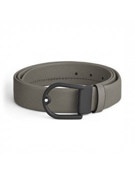 Ceinture en cuir gris moyen avec boucle en fer à cheval de 35 mm