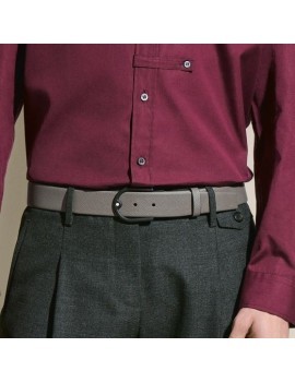 Ceinture en cuir gris moyen avec boucle en fer à cheval de 35 mm