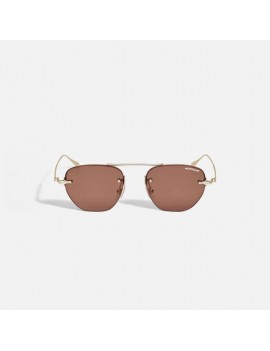 Lunettes de soleil ovales à monture métallique dorée