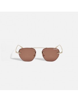 Lunettes de soleil ovales à monture métallique dorée