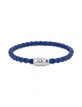 Bracelet Acier 3 anneaux fermant et Cuir Bleu