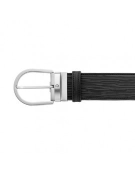 Ceinture en cuir noir imprimé boucle fer à cheval 40 mm