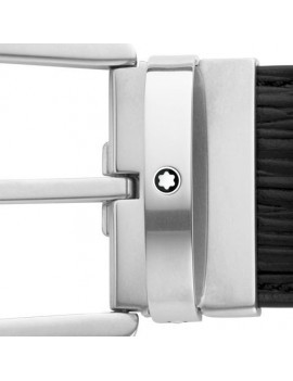 Ceinture en cuir noir imprimé boucle fer à cheval 40 mm