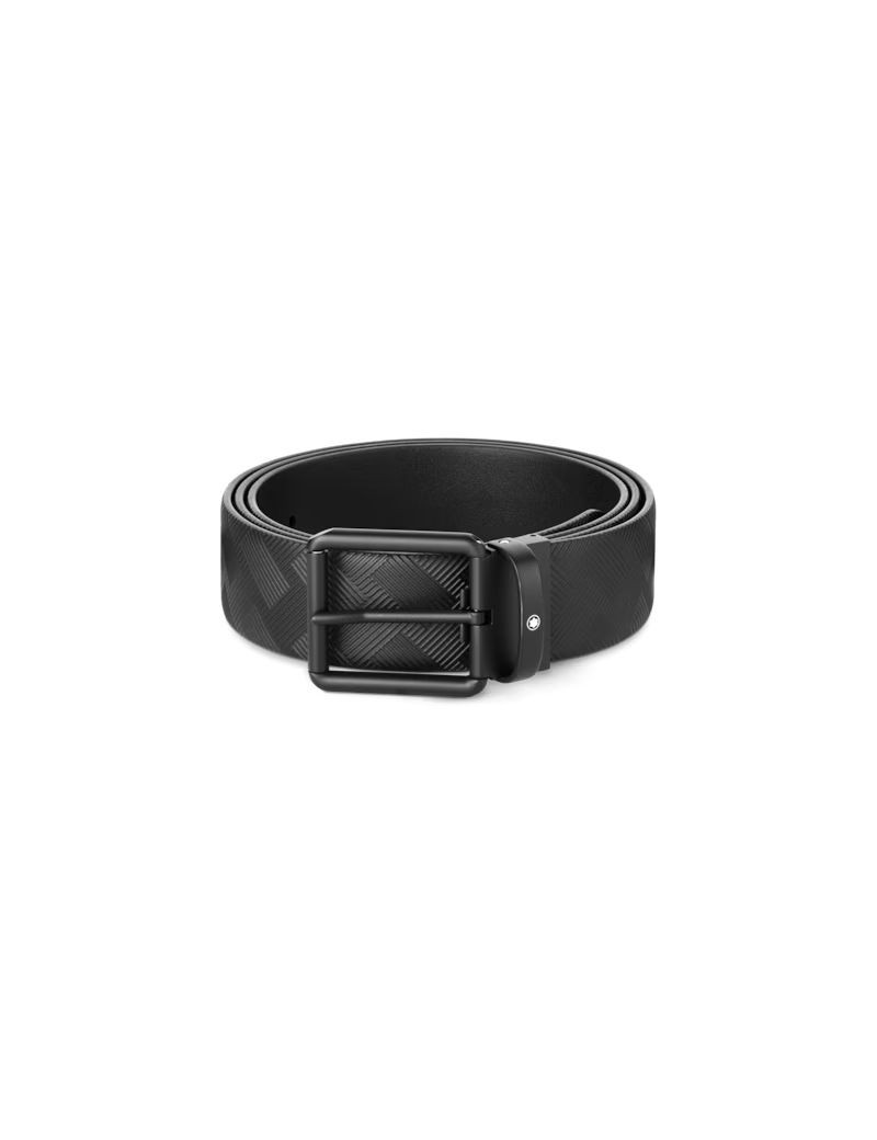 Ceinture en cuir réversible noir imprimé/noir uni 35 mm Ceinture en cuir réversible noir imprimé/noir uni 35 mm