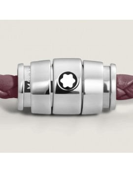 Bracelet acier 3 anneaux Collection Meisterstück en cuir cassis (M)