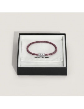 Bracelet acier 3 anneaux Collection Meisterstück en cuir cassis (M)