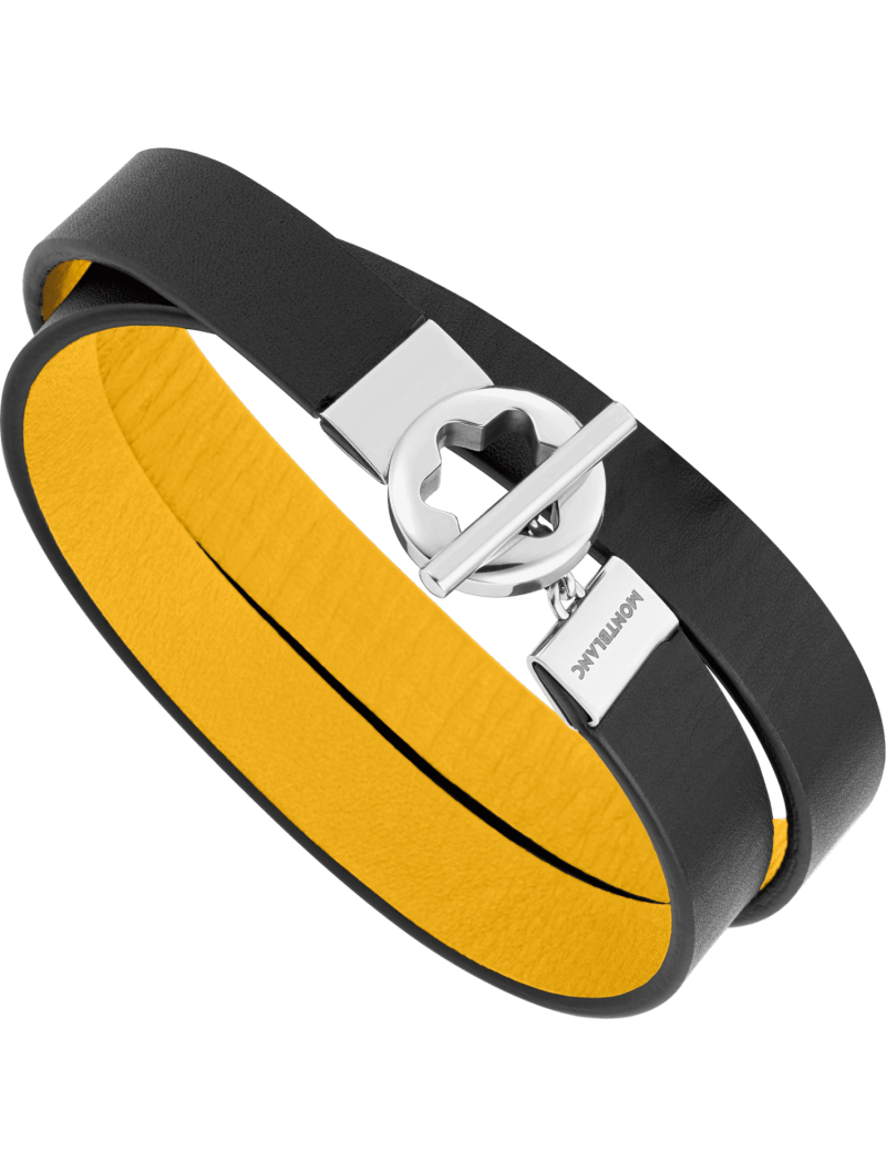 Bracelet (S) en cuir double face avec fermoir sommet enneigé en acier inoxydable Bracelet (S) en cuir double face avec fermoir sommet enneigé en acier inoxydable