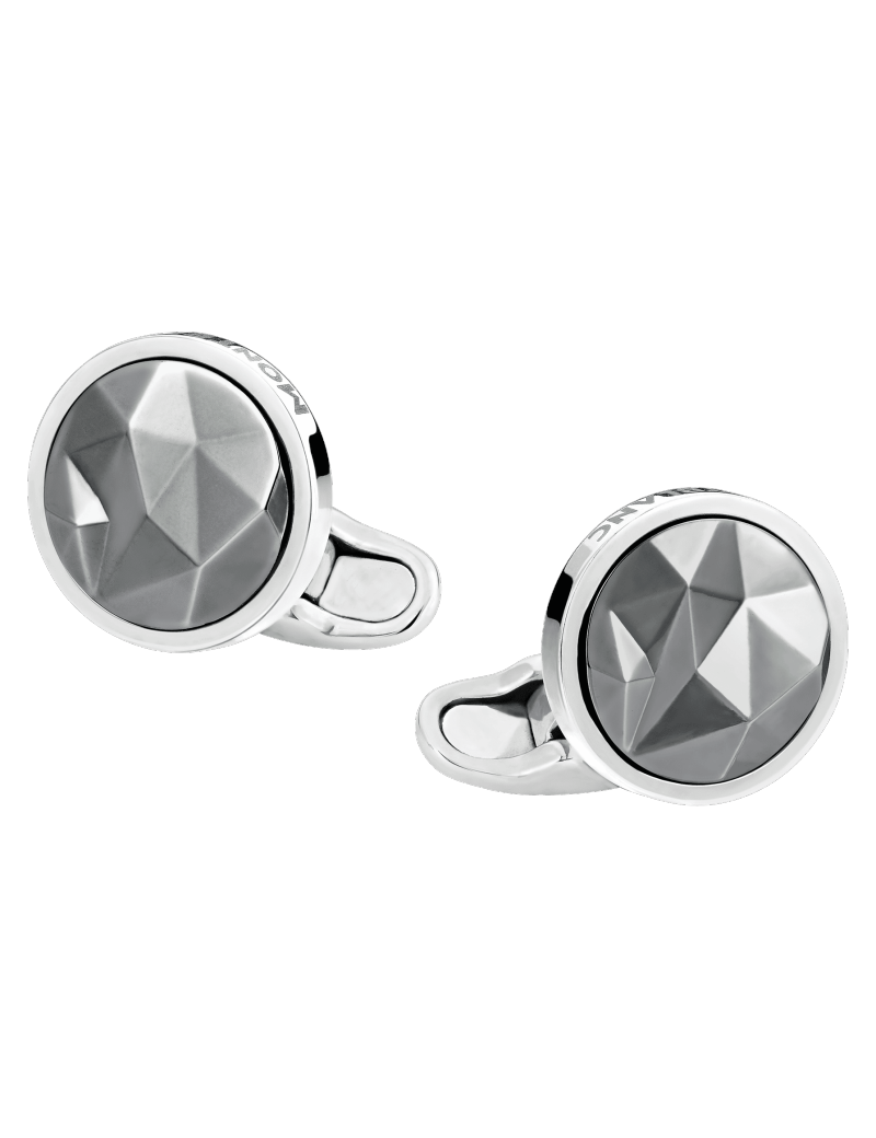 Boutons de manchette ronds en argent avec incrustation ruthéniée noire Boutons de manchette ronds en argent avec incrustation ruthéniée noire