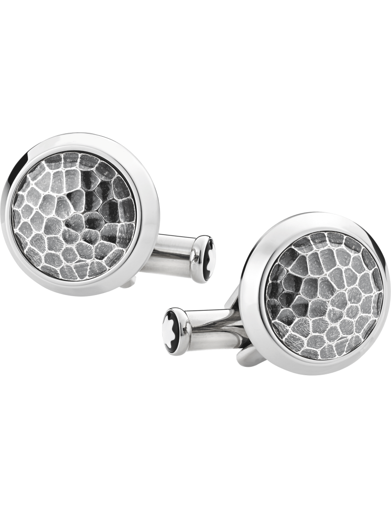 Boutons de manchette ronds en acier inoxydable avec incrustation martelée Boutons de manchette ronds en acier inoxydable avec incrustation martelée
