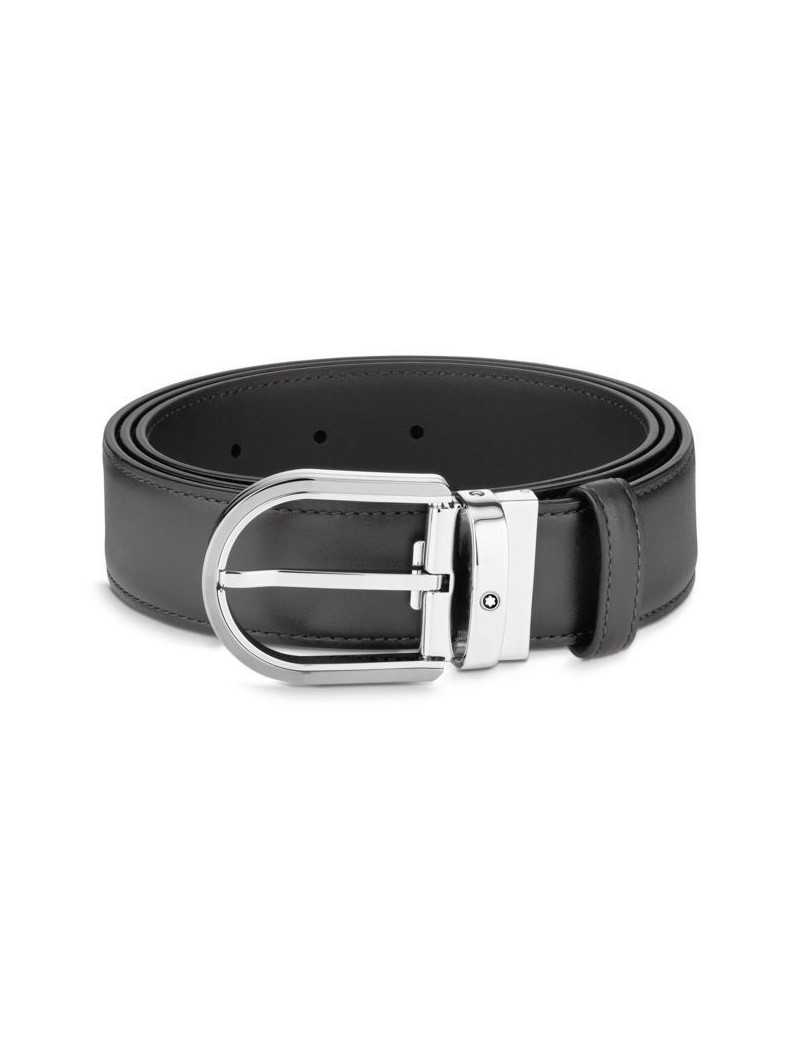Ceinture en cuir gris 35 mm boucle fer à cheval Ceinture en cuir gris 35 mm boucle fer à cheval