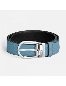 Ceinture en cuir bleu fumé avec boucle en fer à cheval 35 mm