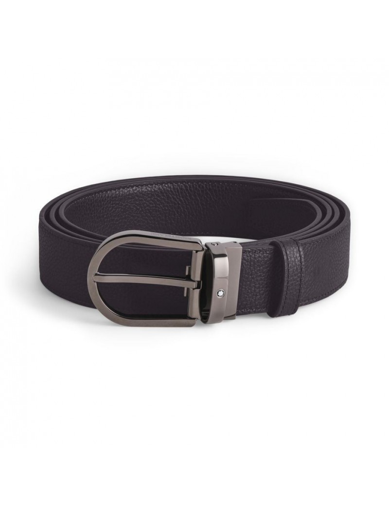 Ceinture réversible à boucle fer à cheval de 35 mm en cuir bleu nuit/noir Ceinture réversible à boucle fer à cheval de 35 mm en cuir bleu nuit/noir