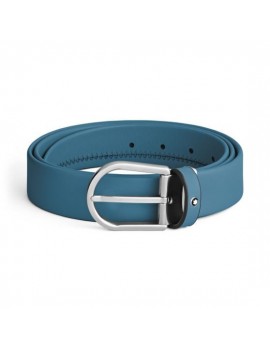 Ceinture en cuir bleu fumé 35 mm avec boucle en fer à cheval