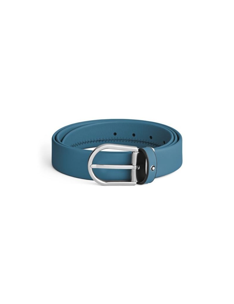 Ceinture en cuir bleu fumé 35 mm avec boucle en fer à cheval Ceinture en cuir bleu fumé 35 mm avec boucle en fer à cheval