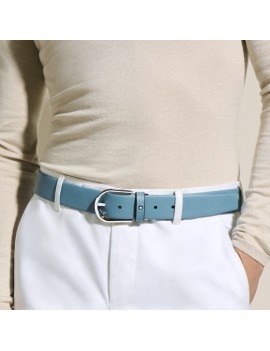 Ceinture en cuir bleu fumé 35 mm avec boucle en fer à cheval