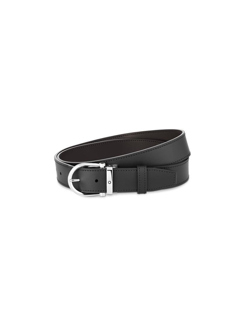 Ceinture en cuir réversible noir/marron 35 mm avec boucle en fer à cheval Ceinture en cuir réversible noir/marron 35 mm avec boucle en fer à cheval