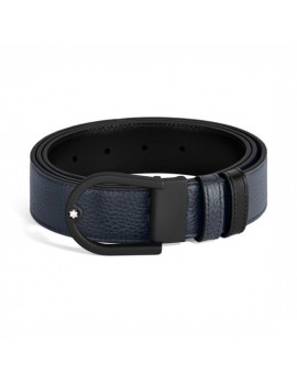 Ceinture réversible en cuir bleu nuit/noir 35 mm avec boucle en forme de fer à cheval