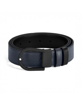 Ceinture réversible en cuir bleu nuit/noir 35 mm avec boucle en forme de fer à cheval