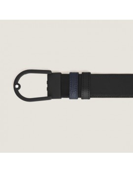 Ceinture réversible en cuir bleu nuit/noir 35 mm avec boucle en forme de fer à cheval