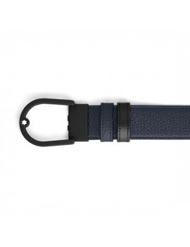 Ceinture réversible en cuir bleu nuit/noir 35 mm avec boucle en forme de fer à cheval