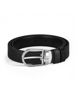 Ceinture réversible en cuir noir/noir 30 mm avec boucle en fer à cheval
