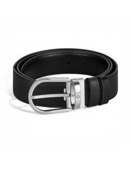 Ceinture réversible en cuir noir/noir 35 mm avec boucle en fer à cheval
