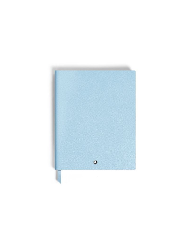 Carnet grand format, cuir Saffiano, bleu clair - Pages lignées