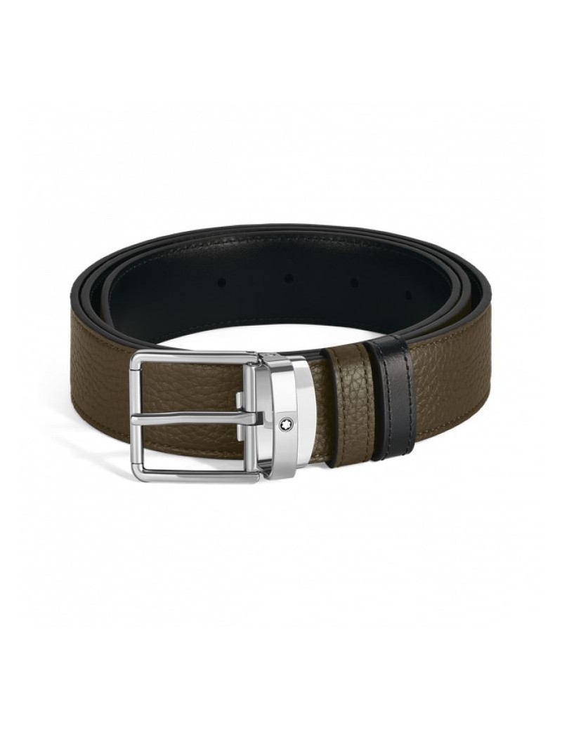 Ceinture réversible en cuir kaki/noir 30 mm avec boucle pour tous les jours