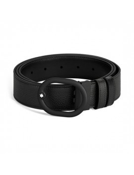 Ceinture réversible en cuir noir/noir 35 mm avec boucle L'Ovale