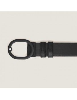 Ceinture réversible en cuir noir/noir 35 mm avec boucle L'Ovale