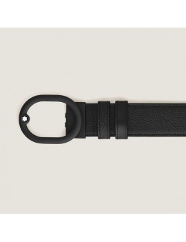 Ceinture réversible en cuir noir/noir 35 mm avec boucle L'Ovale