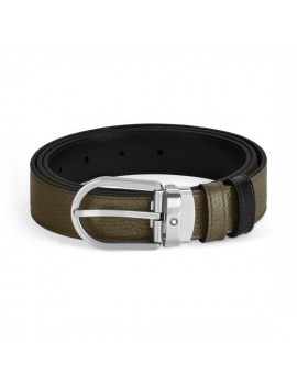 Ceinture réversible en cuir grainé de 30 mm en forme de fer à cheval