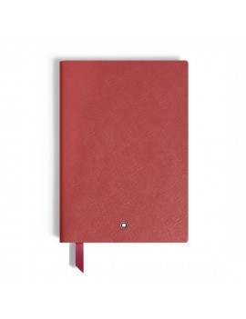 Carnet moyen, cuir rouge brique, pages lignées rouges