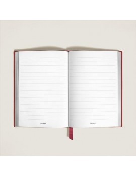 Carnet moyen, cuir rouge brique, pages lignées rouges