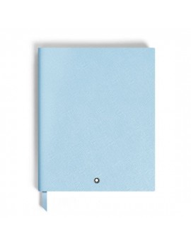 Carnet grand format, cuir Saffiano, bleu clair - Pages lignées